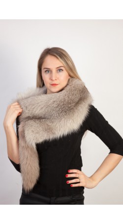 Grey sapphire fox fur scarf-collar